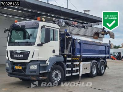 Man TGS 28.360 TGS 6X2 NL-Truck HMF 1643 Z2 Crane 13m3 2-way tipper Lift+Steering axle Euro 6 sold by BAS World B.V.