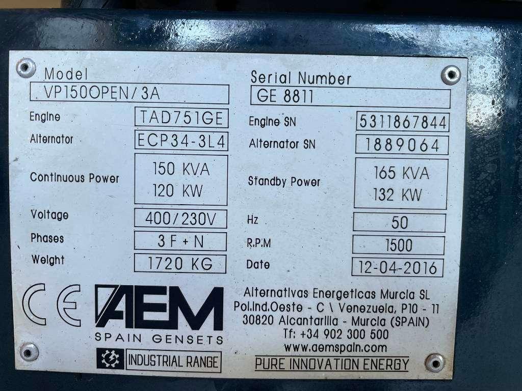 Volvo TAD751GE - 165 kVA generator - DPX-12656 Photo 6