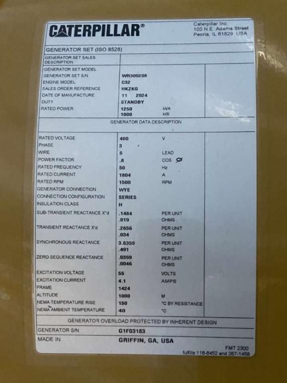 Caterpillar C32 - 1.250 kVA Open Generator - DPX-18108 Photo 14