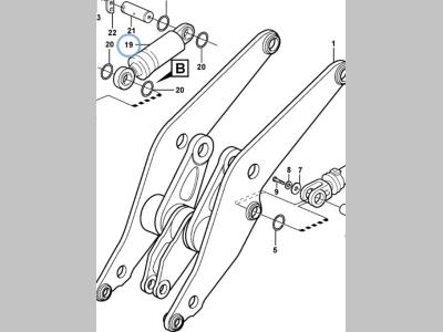 Volvo tilt cylinder for Volvo L180E and L180F Photo 1