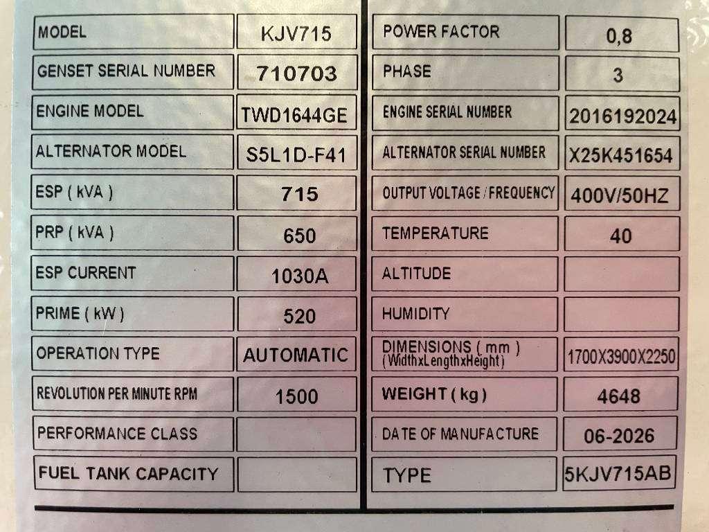 Volvo TWD1644GE - 715 kVA Generator - DPX-18884.1-O Photo 6
