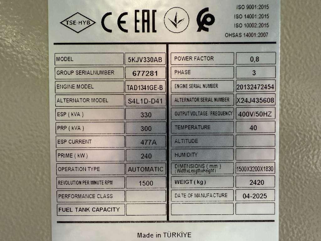 Volvo TAD1341GE - 330 kVA Generator - DPX-18877-O Photo 6