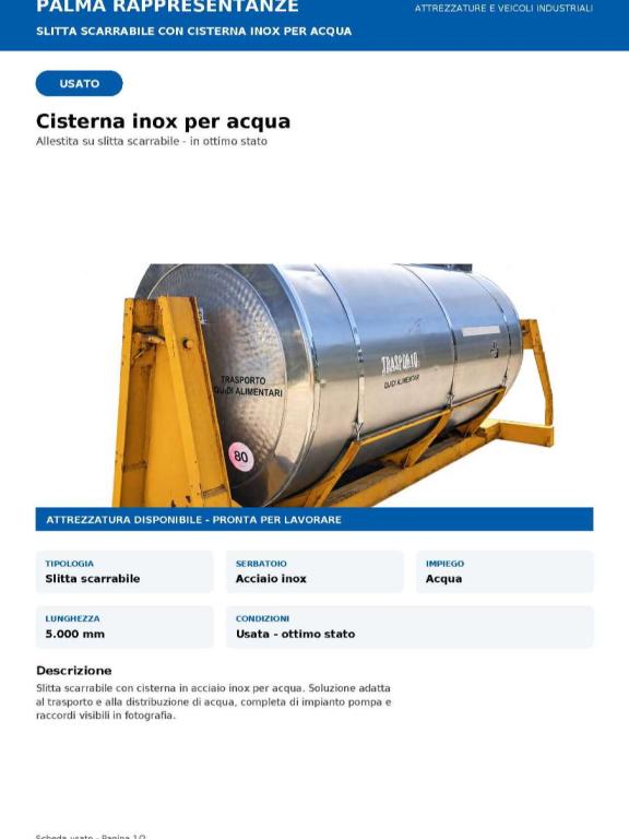 CISTERNA SCARRABILE INOX Tank (equipment) Photo 1