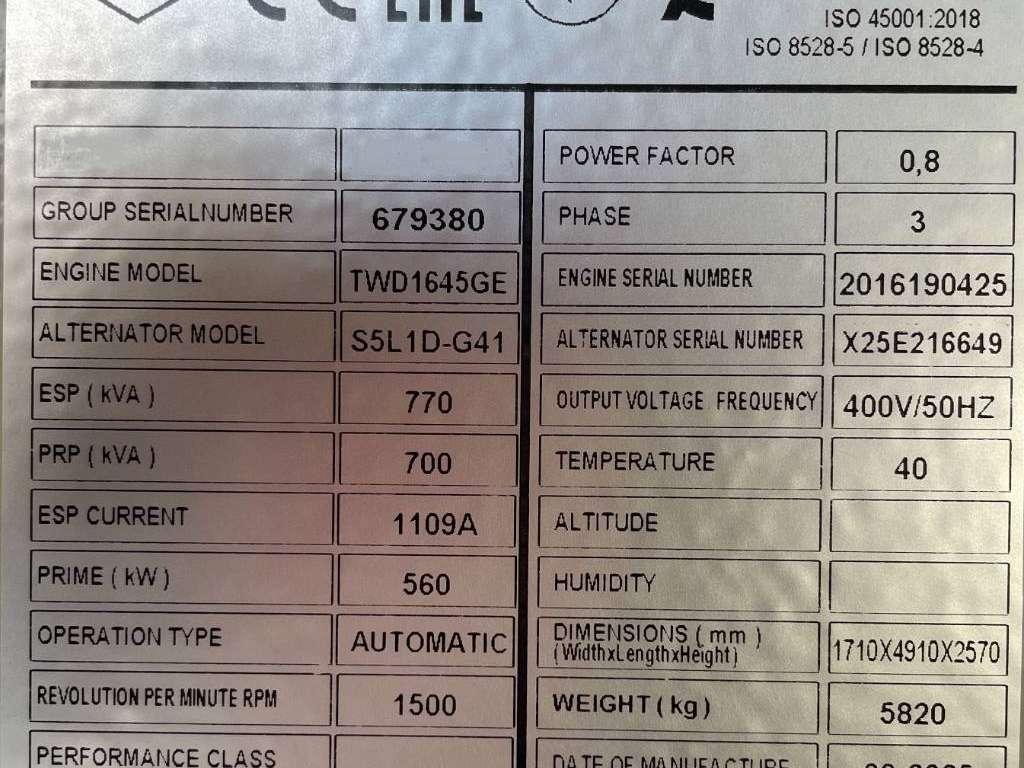 Volvo TWD1645GE - 770 kVA Generator - DPX-18885 Photo 6