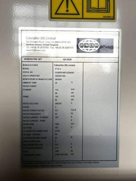 FG Wilson P110-3 - 110 kVA Genset - DPX-16008 Photo 6