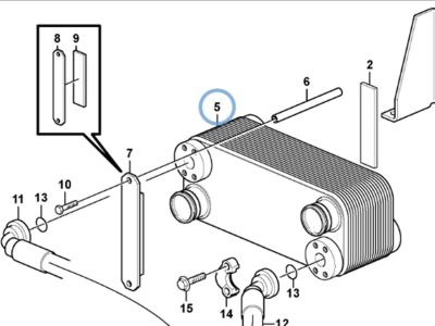 Volvo oil cooler for Volvo L180E, L180F, L220F, L150E, L220E and L150F. sold by Balavto