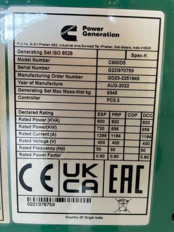 Cummins C900D5 - 900 kVA Surplus Genset - DPX-18527-O Photo 6