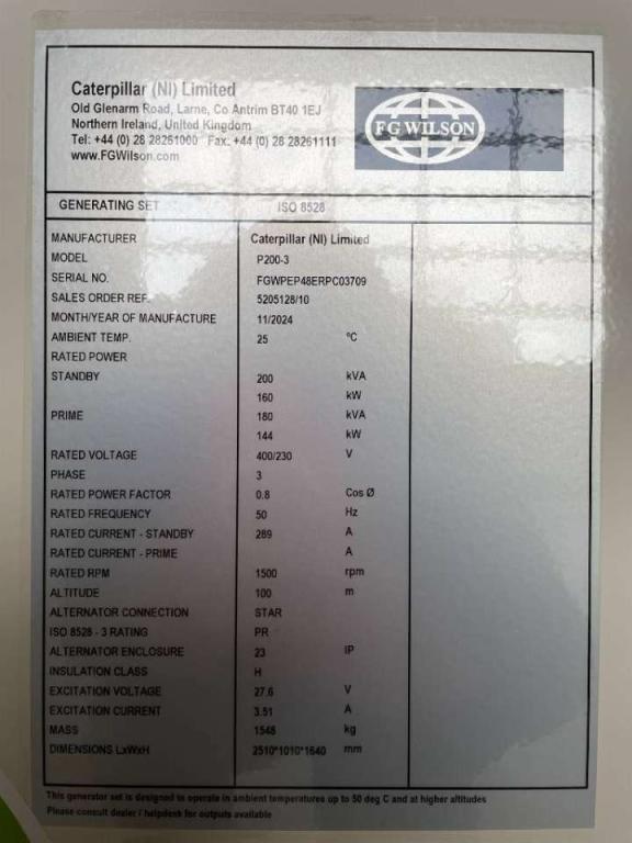 FG Wilson P200-3 - 200 kVA Open Genset - DPX-16011-O Photo 6