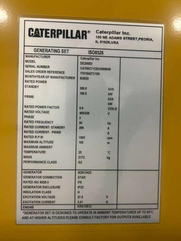 Caterpillar DE200E0 - 200 kVA Generator - DPX-18017 Photo 6