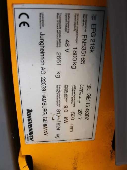Jungheinrich EFG218k heftruck elektrische met 3-delige mast sideshift Photo 14