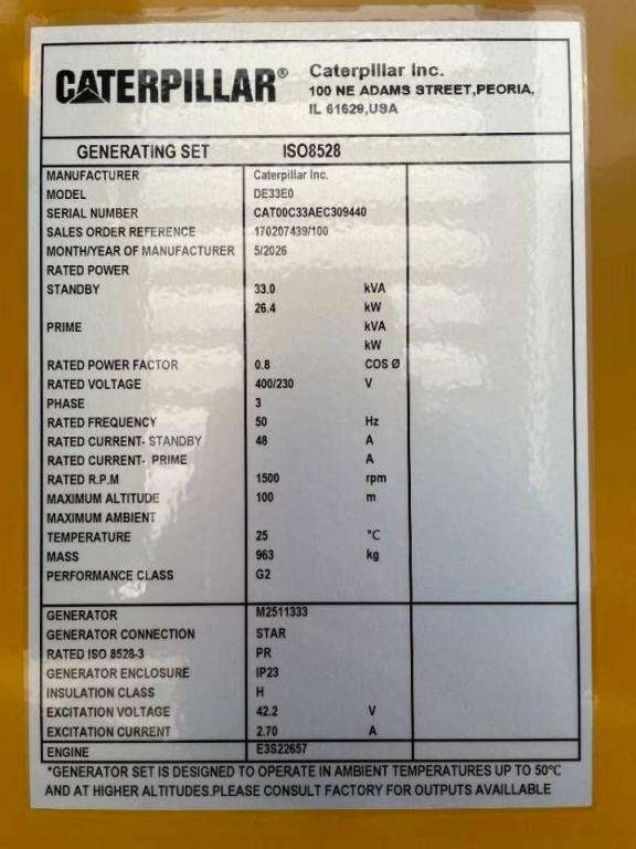 Caterpillar DE33E0 - 33 kVA Generator - DPX-18004 Photo 5