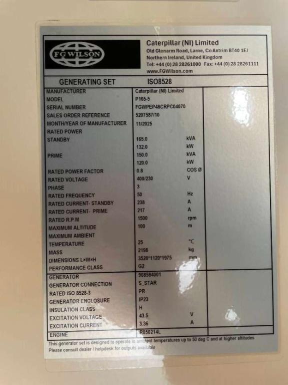 FG Wilson P165-5 - 165 kVA Genset - DPX-16010 Photo 6