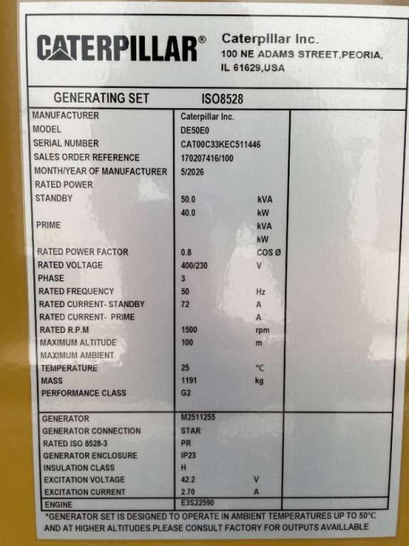 Caterpillar DE50E0 - 50 kVA Generator - DPX-18006 Photo 6