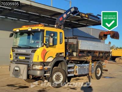 Scania P340 P 4X4 NL-Truck 4x4 Big-Axle HMF 1060 K2 Crane + 9m3 3way tipper Automatic Euro 4 sold by BAS World B.V.