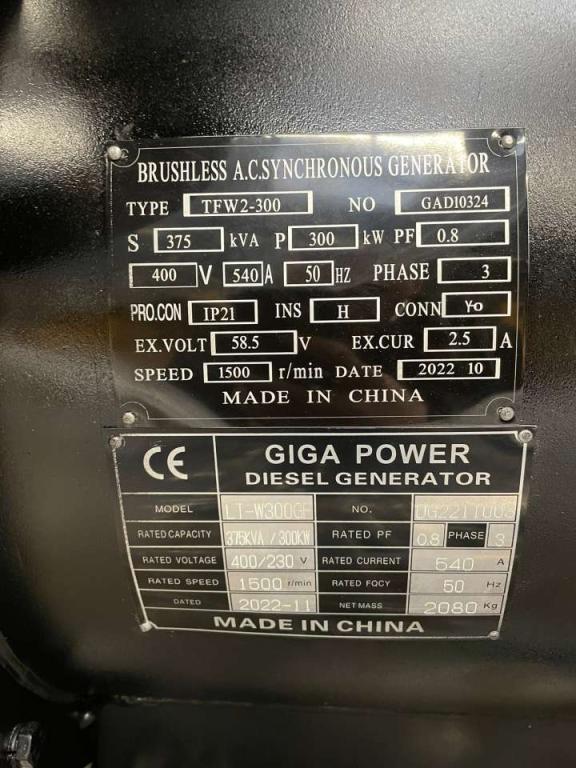 Giga Power LT-W300GF 375 kVA open generator Photo 13