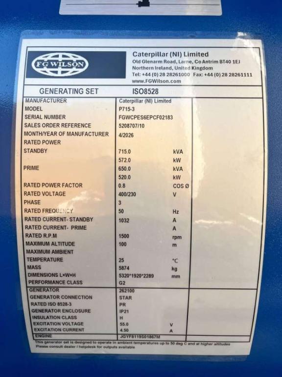 FG Wilson P715-3 - 715 kVA Genset - DPX-16023 Photo 6
