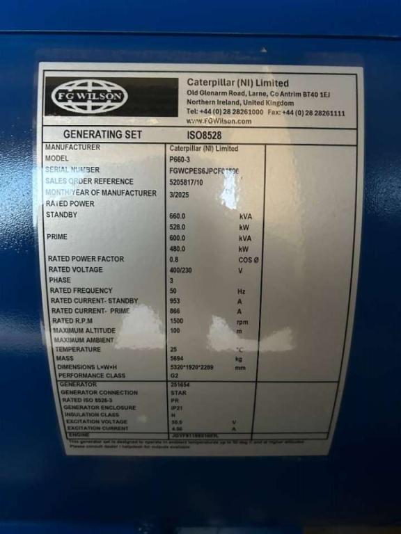 FG Wilson P660-3 - 660 kVA Genset - DPX-16022 Photo 4