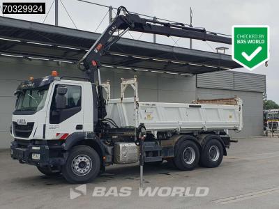 Iveco Trakker 450 6X4 HIAB 144 E-3 Hiduo Kran Crane 11m3 Meiller 2-way tipper Full Steel Big-Axle Euro 6 sold by BAS World B.V.
